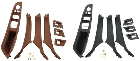 NYSQOFMB Car Handle Cover 2 Pcs RHD Car Interior Door Handle Inner Door Panel Pull Trim Cover for BMW 5 Serie F10 F11 520 525 Red-Brown & Black