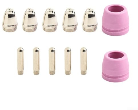 Plasmaschneider-Fackel-Verbrauchsmaterialien, 12-teiliges Set für AG60 SG55 mit Düsen, Elektroden und Kontaktspitzen, geeignet für CUT50 CUT50P Schneidgeräte