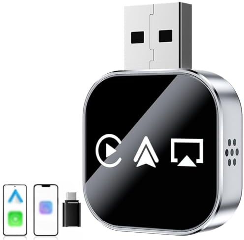 Kabelloser Carplay Mirror Link Adapter, 2026 Upgrade 3 in 1, kompatibel mit Airplay/Android Auto/Carplay für Autos mit eingebautem kabelgebundenen Carplay-Stecker, USB-Adapter für iPhone, Apple