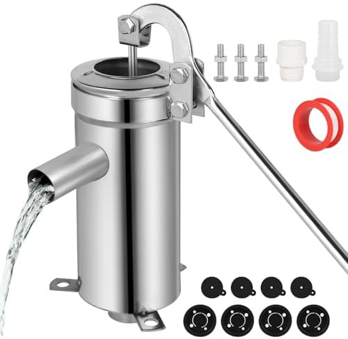 DBREAKS Schwengelpumpe Komplett Set Handwasserpumpe Edelstahl Garten | Handpumpe Wasser Brunnen bis zu 10M Tiefe, Grundwasserpumpe Manuell für Häuser, Hausgärten, Yard, Teiche