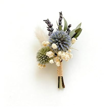 Waltonalice 2 Stück Ansteckblume bräutigam Hochzeit Knopflochblume Trockenblumen Bräutigam Anstecker Boutonniere für Braut Gäste Trauzeugen Groomsmen Handgefertigte Blumenstrauß 9#