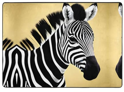 WSSYYBF Schwarz-weißer Zebra-Teppich, 203,2 x 147,3 cm, Flanell-Teppich für Wohnzimmer, Büro