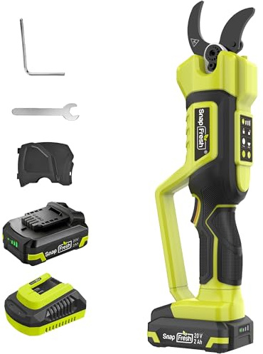 SnapFresh Forbici Potatura a Batteria Brushless, Diametro di Taglio Max 40 mm, Cesoie Elettriche con Batteria 2,0 Ah e Caricatore, Lama SK5 Senza Fili per Rami, Arbusti e Tronchi