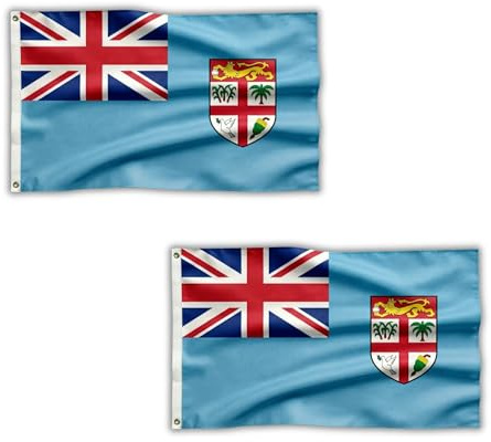 Fidschi-Flagge, 1,5 x 0,9 m, mit Messingösen, Polyester, fidschianische Flagge, Banner für Rugbyspiele, Gemeinschaftsveranstaltungen, Haus und Garten, 2 Stück