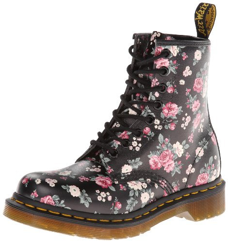 Dr. Martens 1460W Hi Shine Snake Damen Combat Boots, Noir (Vintage Rose Softy), 42 1/9
