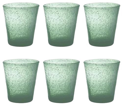 Livellara Bicchieri Acqua Vetro Soffiato, Set da 6, Bicchieri in Vetro Colorati, Moderni, Particolari, Capacità 450 ml, Resistenti al Calore, per Acqua, Cocktail, Succhi di frutta. Colore: Grigio