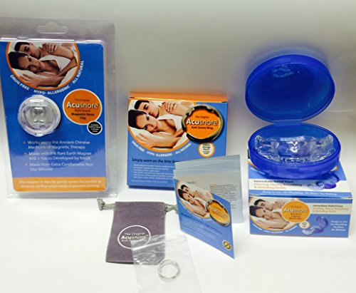 acusnore Schnarchen Anti Schnarchen Kit: Enthält Anti Schnarch Ring Medium, Anti-Schnarch-6 Spring Mund Stück & Anti Snore magnetisch Nase RX100 Stop Schnarchen & Einmal für alle.