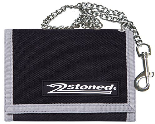 2Stoned Geldbörse Wallet Unisex Schwarz mit Kette und Karabiner, Patchlabel Speed, aus Polyester