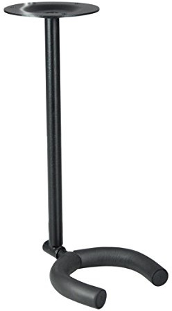 Long arm angled guitar ceiling hanger for electric and acoustic guitars