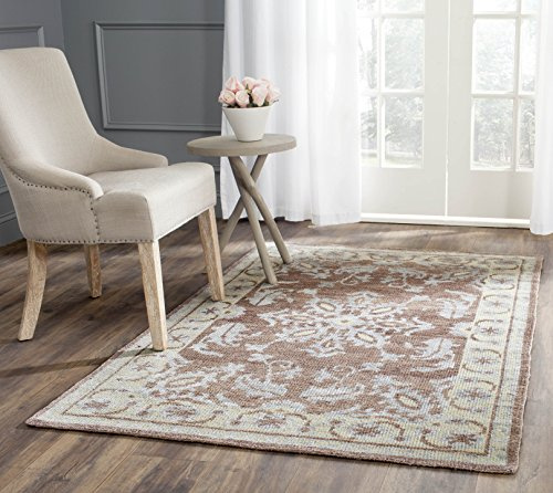 Safavieh Stone Wash Collection STW216A Hand-Knotted Premium Wool & Viscose Area Rug, 4' x 6', Charcoal