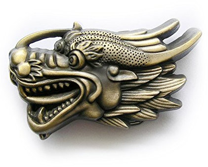 eeddoo® Gürtelschnalle - Flying Dragon - Drache antik (Buckle für Wechselgürtel für Damen und Herren| Belt Frauen Männer Oldschool Rockabilly Metall Gothic Wave Rock Biker Western Trucker Casino Skull