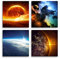 4 Bilder je 30x30cm Leinwandbilder Wasserfest Leinwanddruck Weltall Mars Universum Mond Erde