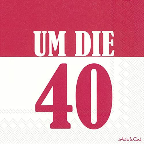 Serviette IHR Motiv: Um die 40 - rot - 40.Geburtstag 33x33cm 20 Servietten pro Packung