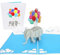 PopLife Elefant und Luftballons Pop Up Valentinskarte - 3D Geburtstag Pop Up Muttertagskarte, Babyparty-Geschenk, Gute Besserung - flach gefaltet für Mailing - für Mutter, Tochter, Ehefrau, Enkelin