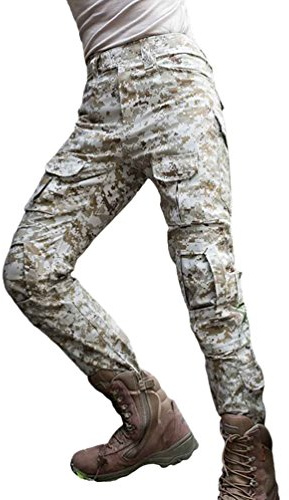 YuanDiann Homme Tactique Pantalon De Camouflage Militaire Multi-Poches Respirant Imperméable Armée Battle Trekking Chasse Randonnée Camping Treillis Cargo Travail Pantalon Désert Numérique 34