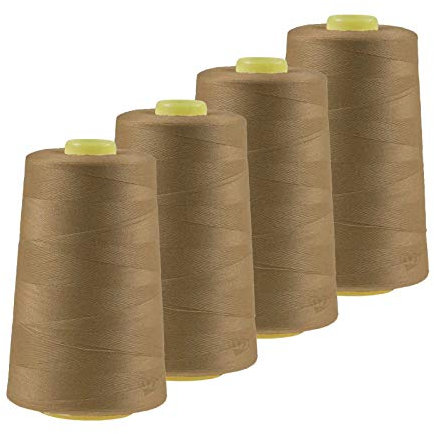 4 x 4572m Qualitäts Overlock-Garn Overlock-Nähgarn Oeko-Tex Farbe 701-740, Farbe:A709 braunbeige
