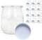 Glas-Joghurtbereiter mit Deckel, Packung mit 12 Becher für Joghurtbereiter 143 ml, Behälter für Kuchen, für Moulinex, Deckel, Severin, Braum und Joghurtbereiter 143 ml Weißer Deckel