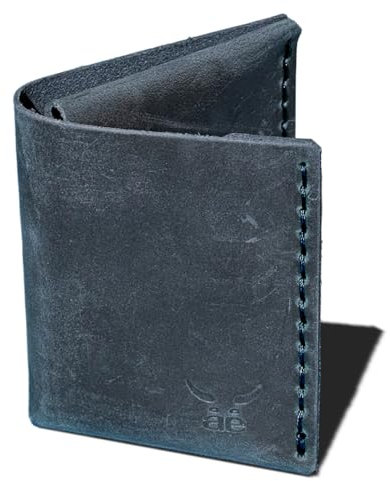 HAEUTE Geldbörse MONO aus blauem Premiumleder für Herren • starke Nähte: langlebig, hochwertig, handgenäht • für Scheine, Münzen & 10+ Karten • Handwerk MadeInGermany