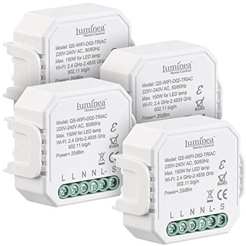 Luminea Home Control Dimmer LED: 4er-Set WLAN-Unterputz-Lichtschalter und -Dimmer, mit App (WiFi Dimmer, Funk-Dimmer, Wireless Controller)