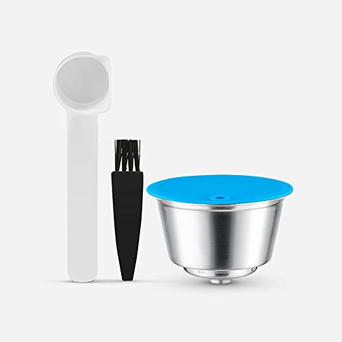 Cápsulas de café Dolce Gusto reutilizables de acero inoxidable, con 1 cuchara de café y 1 cepillo de limpieza (capsule)