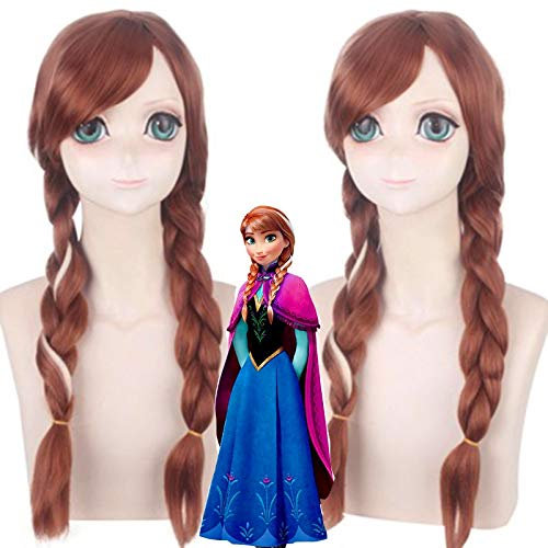 Film Prinzessin Anna Perücken Olafs Abenteuer Anna Perücke Cosplay Mix Langes Geflecht Synthetisches Haar Für Party Kostüm Perücke Anime