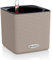 Lechuza CUBE Color 14 Self Watering Planter Small Platic Indoor Plant Pot without Drainage Hole H14 L14 W14 cm Sand Brown