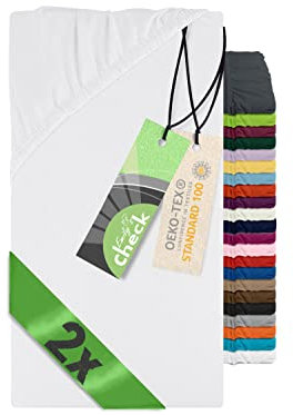 Emily´s Check 2er-Pack Spannbettlaken für Kinder- und Babybettmatratzen 1493.2123, 70 x 140 cm, weiß