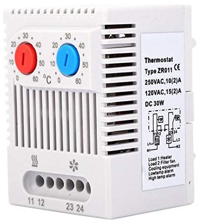 GAESHOW Interruptor de Termostato Mecánico, 0-60 ℃ Controlador de Temperatura Mecánico, Mecánico Eléctrico Compacto Ajustable Regulador de Temperatura Interruptor de Termostato