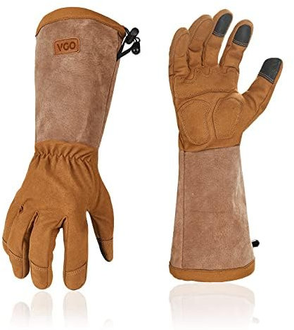 Vgo... 1Paar Gartenarbeitshandschuhe Männer,Sicherheitshandschuhe,Lange Ärmel Stulpe,Pannensicher,Dornensicher,Anti-Rutsch (SL6592)