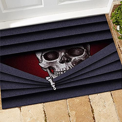 TIANTURNM Fussmatte Aussen Haustür Fußabtreter Totenkopf Fußmatte Totenkopf Sag Hallo zum Teufel Willkommensmatte Dekor deko Wohnzimmer 16x24