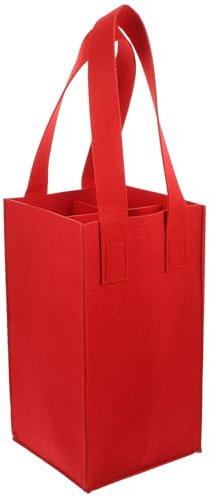 Felt Wine Bag, Wine Tote Wine Bottle Gift Bag, Reusable Wine Bottle Holder Bag for Travel Camping and Picnic, Red