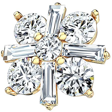 Taffstyle Aufsatz für Dermal Anchor Piercing Hautanker Implantat Skin Diver mit Kristall Princess Cut Gold
