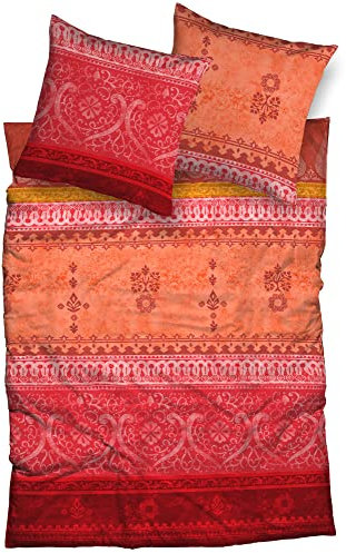 Casatex Bettwäsche Indi Satin orange-rot Größe 1x 135x200 cm + 1x 40x80 cm