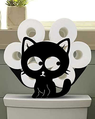 Gardlister Toilettenpapierhalter mit schwarzer Katze, lustige Tier-Toilettenpapier-Aufbewahrung für Badezimmer, Küche, freistehender Metall-Toilettenpapier-Organizer, hält zusätzliche 8 Rollen