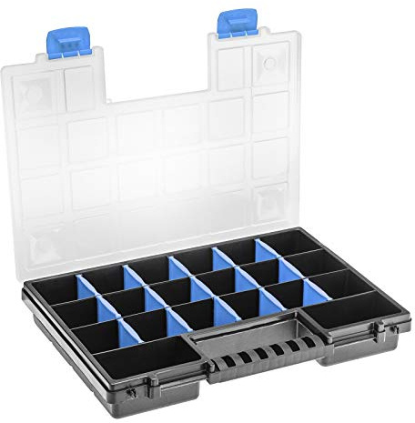 Sortimentskasten 14 344 x 249 x 50 mm 15 Unterteiler bis 22 Fächer | Organizer Sortierkasten Kleinteilebox Aufbewahrungsbox von SOTECH