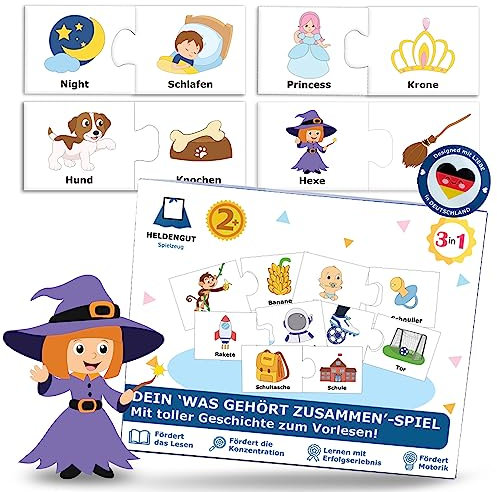HELDENGUT® geliebtes Puzzle ab 2 Jahre für Kinder [Inkl. Abenteuer-Geschichte] - Tolles Spiel ab 2 Jahre & ideal als Reisespiel, Lernspiel & sinnvolles Geschenk für Kinder ab 2