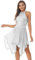 CHICTRY Ballettkleid Damen Glitzer Ärmellos Tanzkleid Mit Pailletten Neckholder Tanzbody Rückenfrei Trikot Asymetrisch Tüllrock Dancewear Weiß L