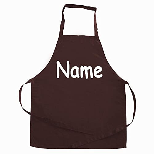 Elefantasie Personalisierte Schürze mit Name, Kochschürze für Backen, Kochen, Malen, Geschenkidee für Kinder und Erwachsene 11-99 Jahre braun