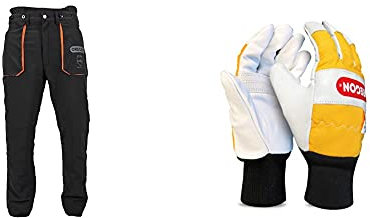 Oregon Yukon Pantaloni Protettivi Adatti all'utilizzo della Motosega, Tipo di Protezione A & Coppia di Guanti Protettivi in Pelle per utilizzo con Motosega, Taglia XL