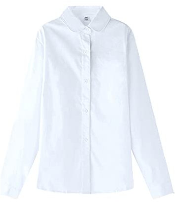 Blouse de taille pour fille garçon formel boutons de bébé porter des chemises enfants blanches filles pots chemise large dames, Z4 - Blanc., 12-13 ans