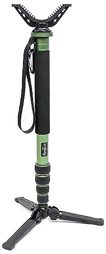HUNTPAL Soporte de tiro para rifle de cazador y tirpod – Base de trípode inclinable y giratoria horizontalmente – Soporte de tiro de aluminio mate de 21 a 65 pulgadas con cabeza de yugo en V