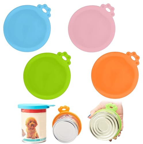 Couvercle Conserve, 4 Pièces Couvercles en Silicone pour Boîte, Couvercles de Conserve Pour Chien Chat Alimentaire Universels, Pet Food Can Lids pour Le Stockage des Aliments pour Chiens et Chats