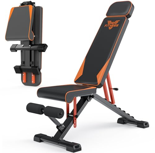 naspaluro Adjustable Weight Bench for Full Body Workout - 880 Lb Stable Workout Bench, 3 Sec Fast Folding Strength Training Sit up Bench