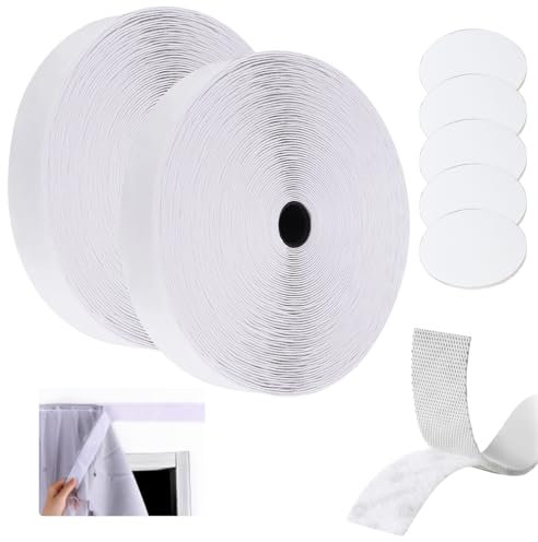 Feltro Adesivo Forte Biadesivo Bianco 10m x 20mm, Nastro Autoadesivo a Strappo e Gancio, Tessuto per Portafoto Zanzariere Tende