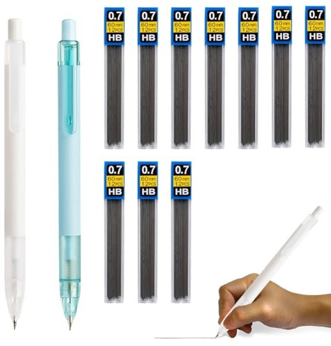 Cutiolly Crayon Mécanique Set,Porte Mine 0.7mm,2PCS Crayon à Dessin Rétractable Automatique,Art Crayon Mécanique Criterium avec Mines avec 10 Tubes Mine de Crayon,pour Dessiner, écrire, Croquis