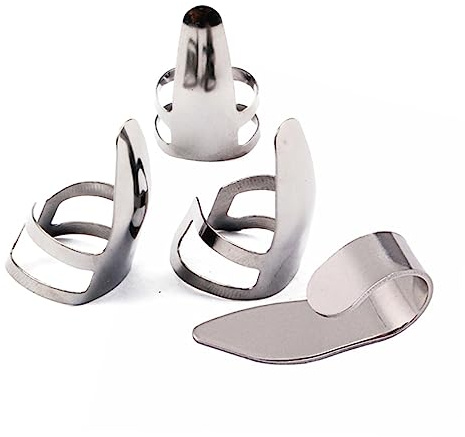 SAFIGLE 8stücke Teiliges Edelstahl Daumen Und Finger-gitarrenpick Für Präzises Spielen Silber Leicht Tragbar Für Gitarre Und Bass Erfüllt Professionelle Anforderungen