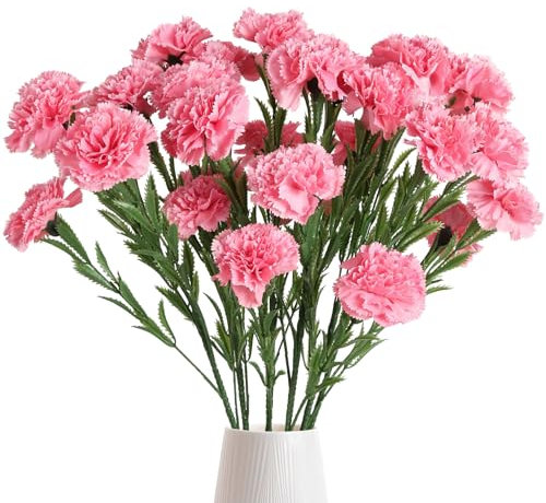 IPOPU Künstliche Nelken, 6 Stück, 30 Köpfe, Seidennelken, 70 cm, künstliche Blumen mit Stielen für Hochzeit, Zuhause, Tischdekoration, Blumenarrangements (Rosa)