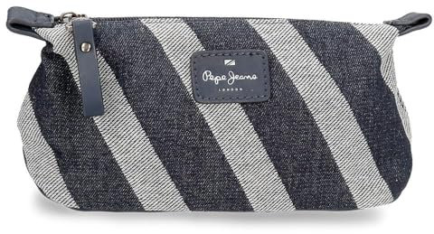 Pepe Jeans Celine Kulturbeutel, Blau, 20,5 x 15 x 8 cm, Polyester, mit Details aus Kunstleder von Joumma Bags, blau, Kosmetiktasche
