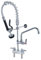 TAIMIKO Commercial Kitchen Pre-Rinse Spray Tap with Pull Down Sprayer - 4-Inch Center Mixer Faucets for Dish Washing, Deck Mounted, Add-on 8 Swing Spout Pull Out Flexible Hose with Twin Pedestal