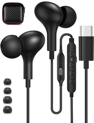 Cuffie USB C Karaoke per iPhone 15, Samsung A55, A35, A54, A34, S24, in Ear, con connettore USB C, magnetico, USB C, per Tiktok, trasmissione, registrazione, YouTube, podcast